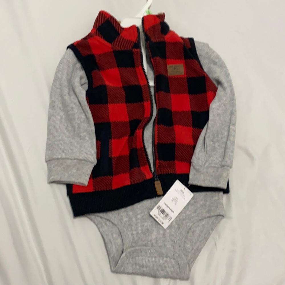 Plaid flannel vest checkered onesie
